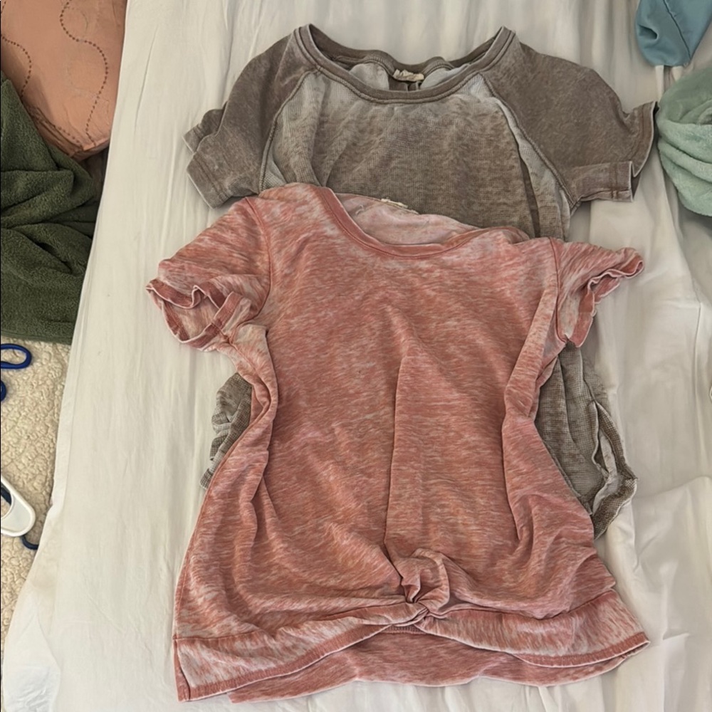 Women's Pink and Gray Casual Tops